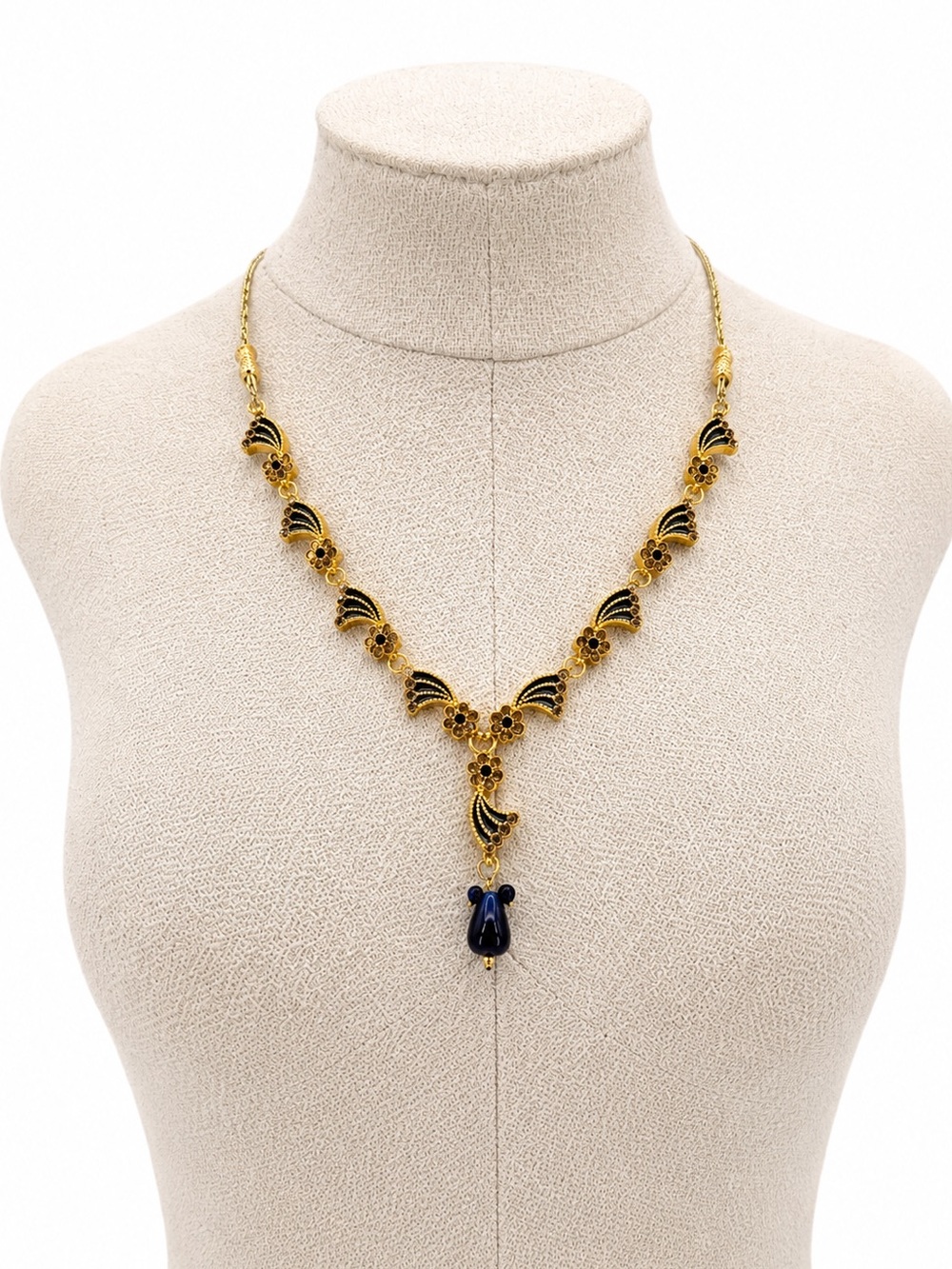 Unbranded Gold Tone Enamel Necklace Adjustable Costume Jewelry Art Deco